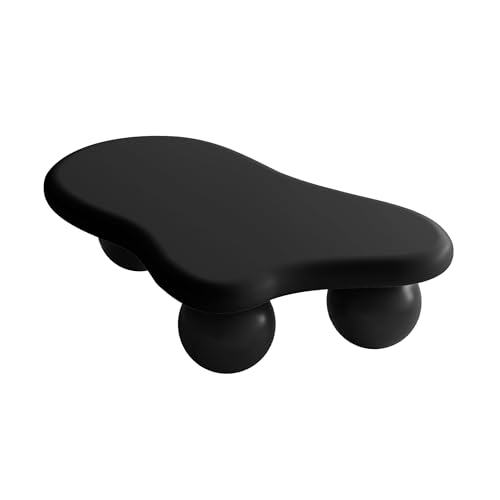 47.2” Cloud Coffee Table with 3 Ball Legs, Modern Irregular Center Table for Living Room, Low Cute Small MDF Tea Table for Bedroom, Space Apartment-Black - color: Cloud -47"black