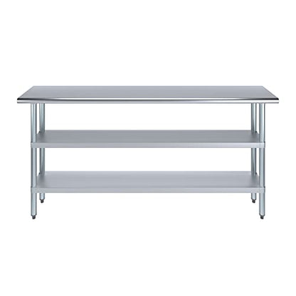 Stainless Steel Work Table with 2 Shelves | Metal Utility Table | Commercial & Residential NSF Utility (Stainless Steel Table with 2 Shelves, 72" Long x 14" Deep) - size: 72" Long x 14" Deep