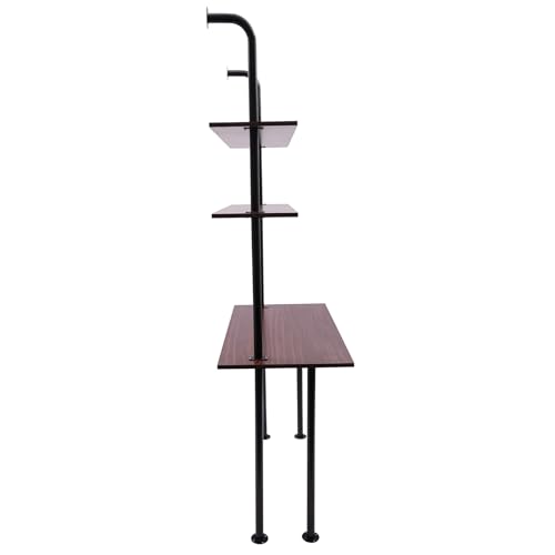 2-Shelf Industrial Wall Mount Ladder，Wall Mount Computer Desk Writing Desk,Industrial Bookcase Desk with Shelves，Floating Desk with Storage, Wall Table for Home Office, Brown (20"Dx30"Wx72.7"H) - color: Black/ Brown (39"w)