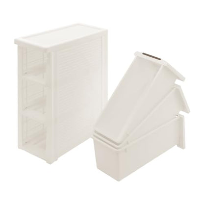 Narrow Storage Deep Cabinet, Space-Saving Mobile Slim Plastic Bathroom Storage Cart, Organizer Cart with Wheels for Office Classroom Bedroom, Easy Assembly & Removable Drawers (3-Tier) - size: 3-Tier