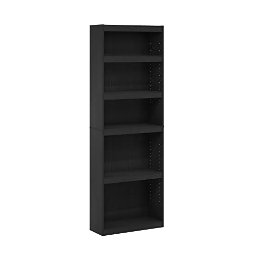 Furinno Jaya Enhanced Home 5-Tier Shelf Bookcase, Blackwood - color: Blackwood, size: 5-Tier, Adjustable Shelves