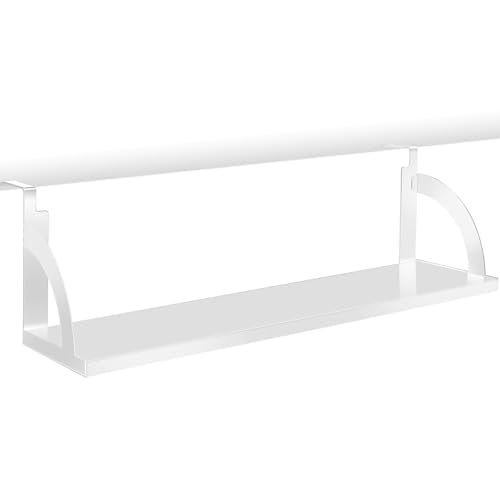 Tandefio Office Cubicle Shelf 24'' Hanging Cubicle Storage Organizer File Hanging Shelf Accessories Storage Organizer Bookshelf with Hooks for Home Desk (White) - color: White