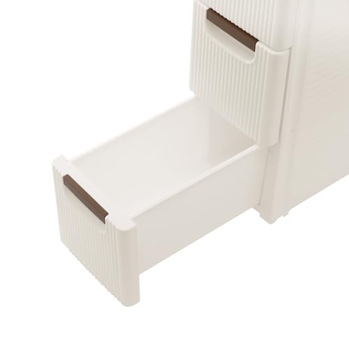 Narrow Storage Deep Cabinet, Space-Saving Mobile Slim Plastic Bathroom Storage Cart, Organizer Cart with Wheels for Office Classroom Bedroom, Easy Assembly & Removable Drawers (4-Tier) - size: 4-Tier