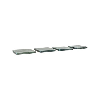 Howard Elliott Collection Evergreen Marble Coaster Set of 4, Square Green Marble Drink Coasters for Table Protection, Decorative Accent for Coffee Table or Bar, 0.5H x 4W x 4D Each, Green