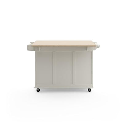 Homestyles Dolly Madison Off-White Mobile Kitchen Island Cart with Wood Drop Leaf Breakfast Bar - color: Soft White
