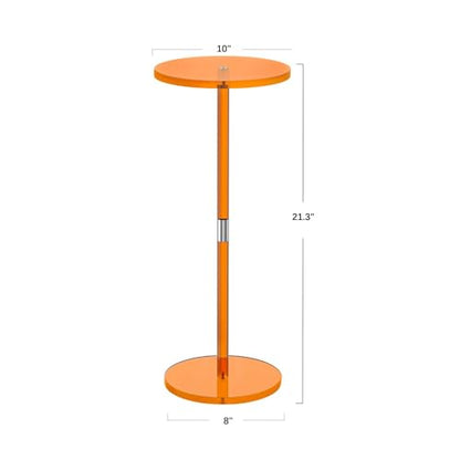 Acrylic Drink Table for Small Spaces, 10" L x 10" W x 21.3" H(Orange) | Drink Side/End Table for Living Room, Round, Easy Assembly