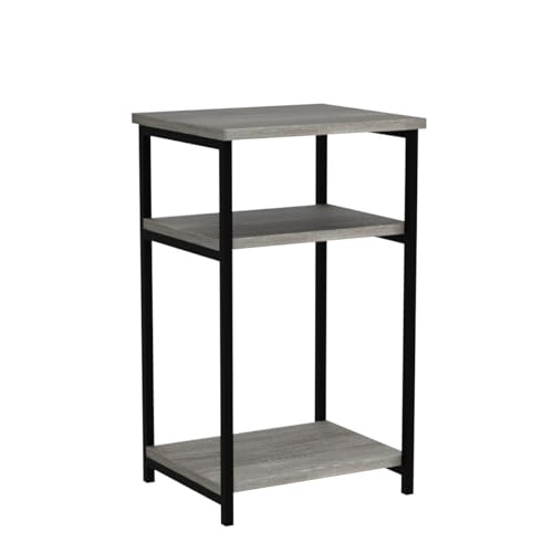 Furinno Just 3-Tier Metal Frame End Table with Storage Shelves, 2-Pack, French Oak - color: French Oak, size: 2-Pack, Metal Frame, 3-Tier