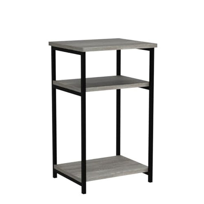 Furinno Just 3-Tier Metal Frame End Table with Storage Shelves, 2-Pack, French Oak - color: French Oak, size: 2-Pack, Metal Frame, 3-Tier