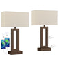 Seealle Bedroom Lamps for Night Stands - Touch Control, 3 Way Dimmable, USB C+A Charging, LED Bulbs, Easy Assembly(Yellow&Brown) - color: P. Beige&Coffee, size: Medium(19.6in)