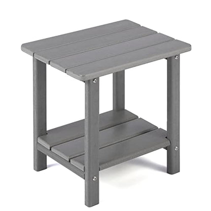 Apolimi Adirondack Outdoor Side Table, 2-Tier Sturdy Patio End Table Weather Resistant, 16.5" Solid Side Table for Patio, Pool, Porch - color: Light Grey