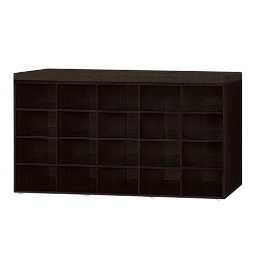 Shoe Storage Bench, 20-Cubby Shoe Rack Bench with Cushion | 50.5"L Entryway Shoe Organizer, Fully Adjustable Shelves for Boots, Removable Washable Cushion, Closet/Hallway, Espresso - color: Espresso, size: 20 Cubby