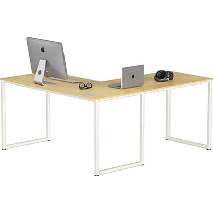 SHW Mission 55 x 60 Inches L-Shape Home Office Computer Desk, Oak - color: Oak, size: 55-Inch L-Shaped