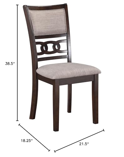New Classic Furniture Gia Dining Chair (Set of Six), Light Brown Fabric Upholstered Seat & Back Rest, Cherry Brown - color: Cherry, size: Set of 6, style: Dining Chair