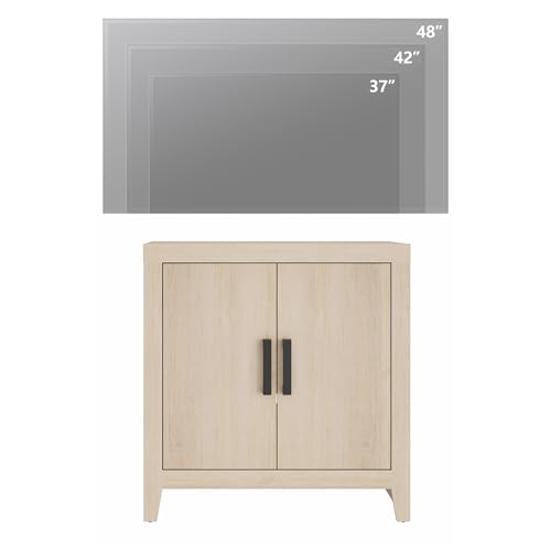WAMPAT Farmhouse TV Stand with Storage Cabinet for TVs up to 50 Inch, 31.5" Entertainment Center, Media Console Table for Living Room, Dining Room & Entryway, Beige - color: Beige