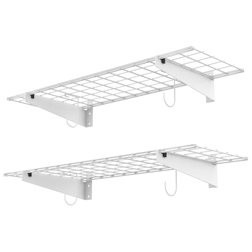WALMANN 2 Pack Garage Wall Shelves, 45x15 inch Wall Mounted Storage Shelves for Garage Heavy Duty Floating Shelf, Holds Up to 220 lbs(White) - color: White-15x45
