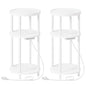 HOOBRO Set of 2 Small Round Side Tables with Charging Station, 3-Tier Round Bamboo End Tables, Easy Assembly, for Living Room, Bedroom, Apartment, White WT152UBZP201 - color: White