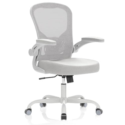 Office Chair, Ergonomic Desk Chairs 330LBS Capacity High Back Mesh Computer Chair with Flip-up Armrests, Comfy Work Chair with Adjustable Lumbar Support - color: Gray-gray