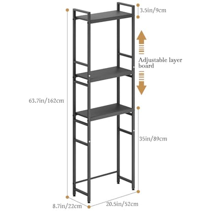 1 Set Over The Toilet Storage, 3-Tier Bathroom Laundry Storage Rack Space-Saving Organizer Household Supplies (Black-S) - color: Black-s