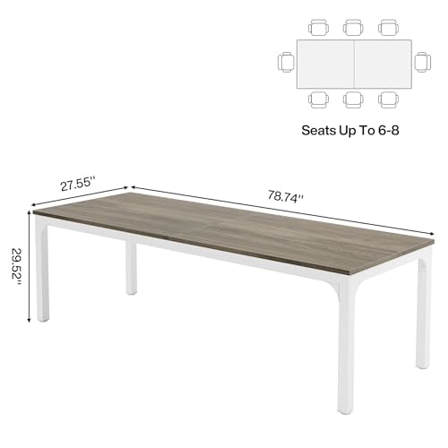 Tribesigns 6.5 FT Conference Room Table, 78.74" W x 27.56" D Large Office Conference Table, Modern Seminar Meeting Table Desk for Boardroom, Meeting Room (1, Gray) - color: Grey