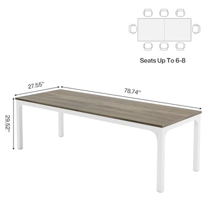 Tribesigns 6.5 FT Conference Room Table, 78.74" W x 27.56" D Large Office Conference Table, Modern Seminar Meeting Table Desk for Boardroom, Meeting Room (1, Gray) - color: Grey
