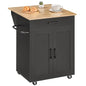 MAHANCRIS Kitchen Island on Wheels with Drop Leaf, Folding Countertop Kitchen Island Cart, Kitchen Islands Table with Towel Rack, Drawer, for Kitchen, Dining Room, Black and Natural KINB12501 - color: Black and Natural