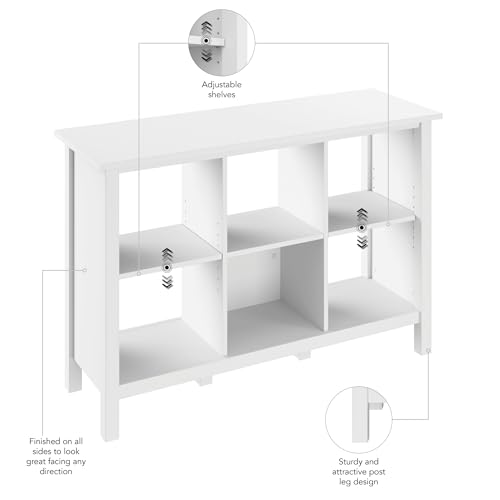 Bush Home Broadview 6 Cube Organizer in Pure White, Home Office Storage Solution, Compact Shelving Unit for Workspace, Multi-Purpose Organizer for Books