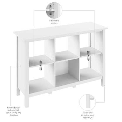Bush Home Broadview 6 Cube Organizer in Pure White, Home Office Storage Solution, Compact Shelving Unit for Workspace, Multi-Purpose Organizer for Books
