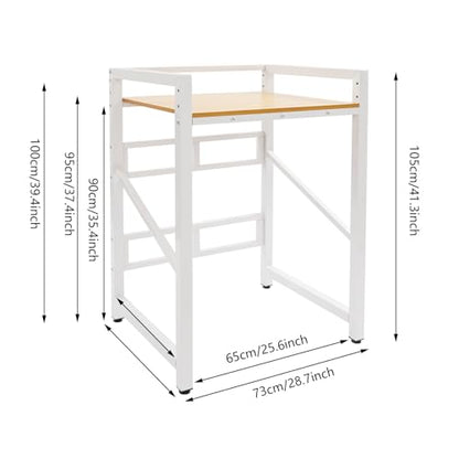 Over Washer and Dryer Shelves,Dryer Storage Shelf,3 Tiers Laundry Room Storage and Organizer Standing Shelf,Height Adjustable Laundry Room Shelves, Load-Bearing Capacity 22lbs (White+Yellow) - color: White+yellow