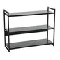 Household Essentials Jamestown Wide 3 Shelf Open Storage Bookshelf Black Oak Wood Grain and Black Metal - color: Black Oak