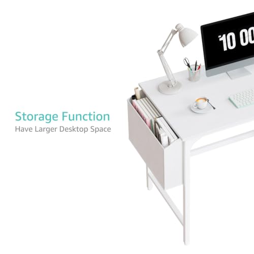 Lufeiya White Small Desk with Drawers - 40 Inch Computer Desk for Small Space Home Office, Modern Simple Study Writing Table PC Desks - color: White, size: 39.4"