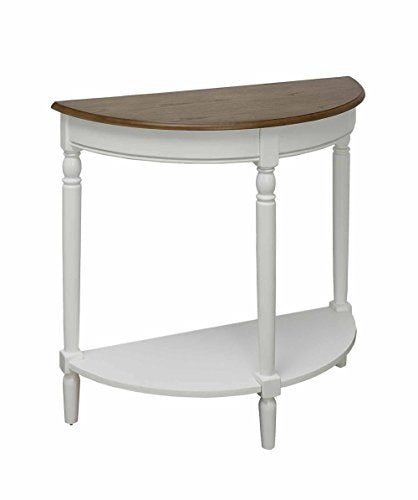 Convenience Concepts French Country Half-Round Entryway Table with Shelf, Driftwood/White - color: Driftwood/White
