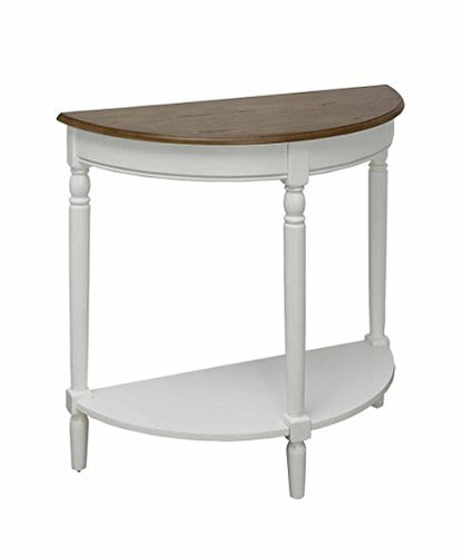 Convenience Concepts French Country Half-Round Entryway Table with Shelf, Driftwood/White - color: Driftwood/White