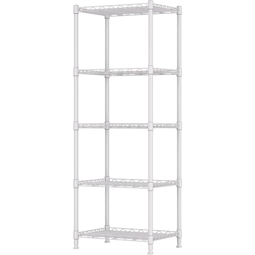REGILLER 5-Wire Shelving Metal Storage Rack Adjustable Shelves,Standing Storage Shelf Units for Laundry Bathroom Kitchen Pantry Closet(White,11.8" D x 16.6" W x 53.5" H) - color: White, size: 5tier 11.8"D x 16.6"W x 53.5"H