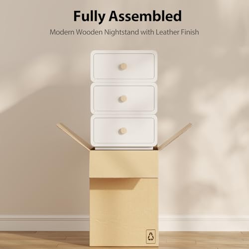 AQIMUELE White Night Stand, Narrow Nightstand with Drawers, Modern Nightstand for Bedroom, Dorm and Living Room.