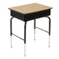 ECR4Kids Open Front Desk with Metal Storage Book Box, Adjustable, Classroom Furniture, Oak - color: Black and Oak