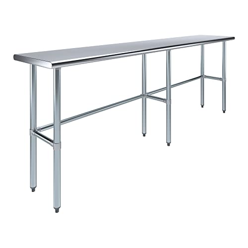 18 in. x 96 in. Open Base Stainless Steel Work Table | Residential & Commercial | Food Prep | Heavy Duty Utility Work Station | NSF - size: 96 in. Length x 18 in. Width