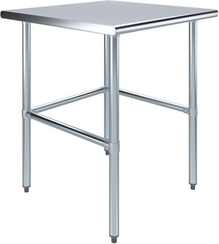 30" x 30" Open Base Stainless Steel Work Table – NSF Certified Narrow Commercial Prep Table with Galvanized Legs for Kitchens, Labs & Food Trucks - size: 30"x30"