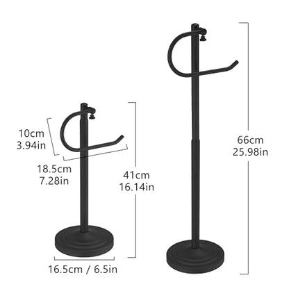 RFOUO Hand Towel Holder Stand, Towel Racks for Bathroom, Matte Black | Stainless Steel, Adjustable 16.5-26 Inch,Heavy base,Space Saving Standing Towel Rack For Bathroom Kitchen Vanity Countertops - color: Matte Black