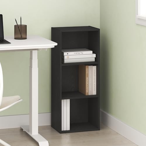 Hagen 3 Cube Bookcase, Display Shelf, Open Shelf, for Living Room and Home Office, Black Oak - color: Black Oak, size: 9.3 (D) x 12 (W) x 31.5 (H) inches