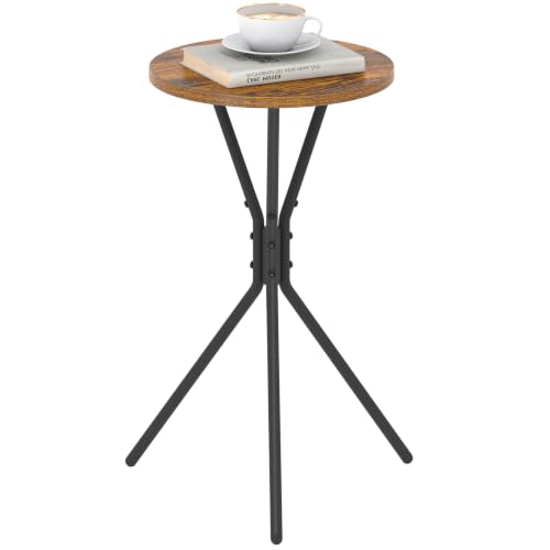 TUTOTAK Small Round End Table, Mini Side Table, Drink Table, Pedestal Table | for Small Spaces, Accent Nightstand, livingroom, Bedroom, Brown TB01BB098 - color: Brown, size: 1 Pack, style: Triangle