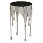Deco 79 Aluminum Metal Abstract Side Table 16" x 16" x 25", Silver | Accent table, drip end table with melting designed legs and black glass top, unique end table, living room decor - color: Silver
