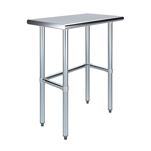 AmGood 18 in. x 30 in. Open Base Stainless Steel Work Table | Residential & Commercial | Food Prep | Heavy Duty Utility Work Station | NSF - size: 30 in. Length x 18 in. Width