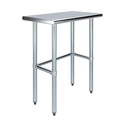 AmGood 18 in. x 30 in. Open Base Stainless Steel Work Table | Residential & Commercial | Food Prep | Heavy Duty Utility Work Station | NSF - size: 30 in. Length x 18 in. Width