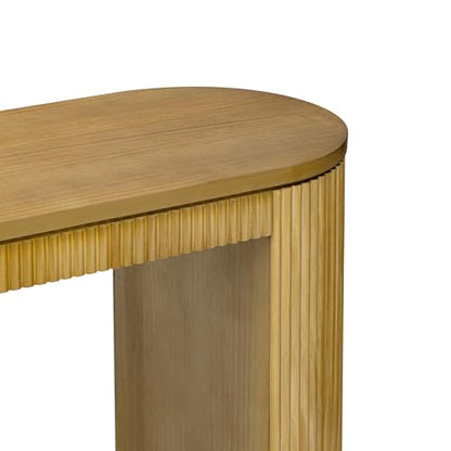 59.2-Inch Console Table for Entryway, Modern Hallway Table with Unique Vertical Stripe Design, for Living Room and Study (Natural-01) - color: Natural-01