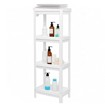 Tissting Bathroom Storage Rack 4-Tier, Plastic Freestanding Shelf | Multifunctional Organizer | Living Room & Bedroom & Kitchen | Space Saver(4 layers) - color: 4 Layers