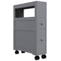 HOMCOM 6.25" x 20.5" x 28.25" Wood Rolling Narrow Bathroom Side Storage Cabinet - Gray - color: Grey