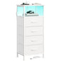 SONGMICS BELLAH Collection - Nightstand with Charging Station and App-Controlled Adjustable LED Lights, Bed Side Table, 4 Drawers and 1 Open Shelf, Modern, Cloud White and Snow White ULGS304WH01S - color: Cloud White + Snow White, size: 4 Drawers