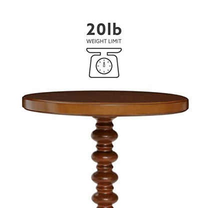 Powell Tarkin Round Hazelnut Turned Spindle Pedestal Side Accent Table - color: Hazelnut