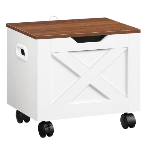 MAHANCRIS Rolling Filing Cabinet, Small File Cabinet Under Desk with Single Drawer, Hanging File Organizer for A4/Letter-Size Documents, Organizer Box, for Home Office, White and Walnut FCBA4001 - color: White and Walnut