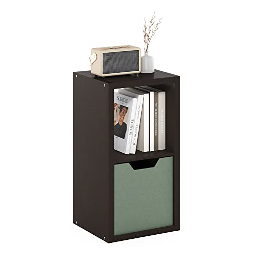 Furinno CUBICLE 2-Cube Book Shelf, Extra Thick Frame Bookshelf, Dark Oak | 14.6" x 16" x 30", Horizontally & Vertically Reversible Bookcase with Open Back, for Living Room, Bedroom, Home Office - color: Dark Oak, size: 2-Cube